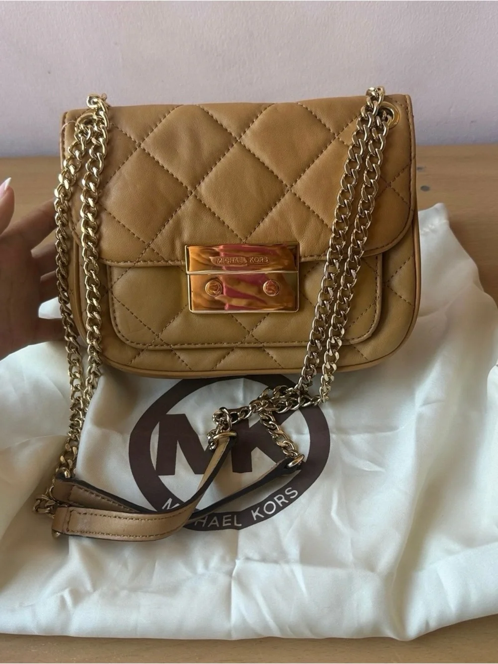 Brand New Michael Kors Quilted Tan Crossbody Bag